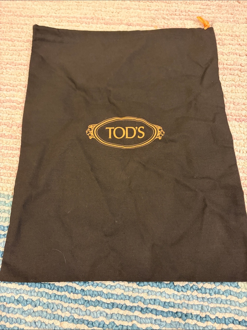 Tod's Brown and orange Logo Drawstring Storage Pouch
